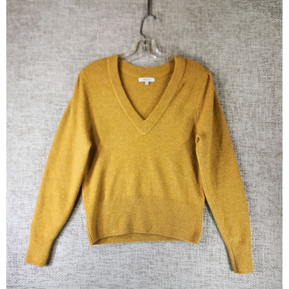 Madewell Westgate Sweater Womens S Gold Wool Blend V-Neck Crop